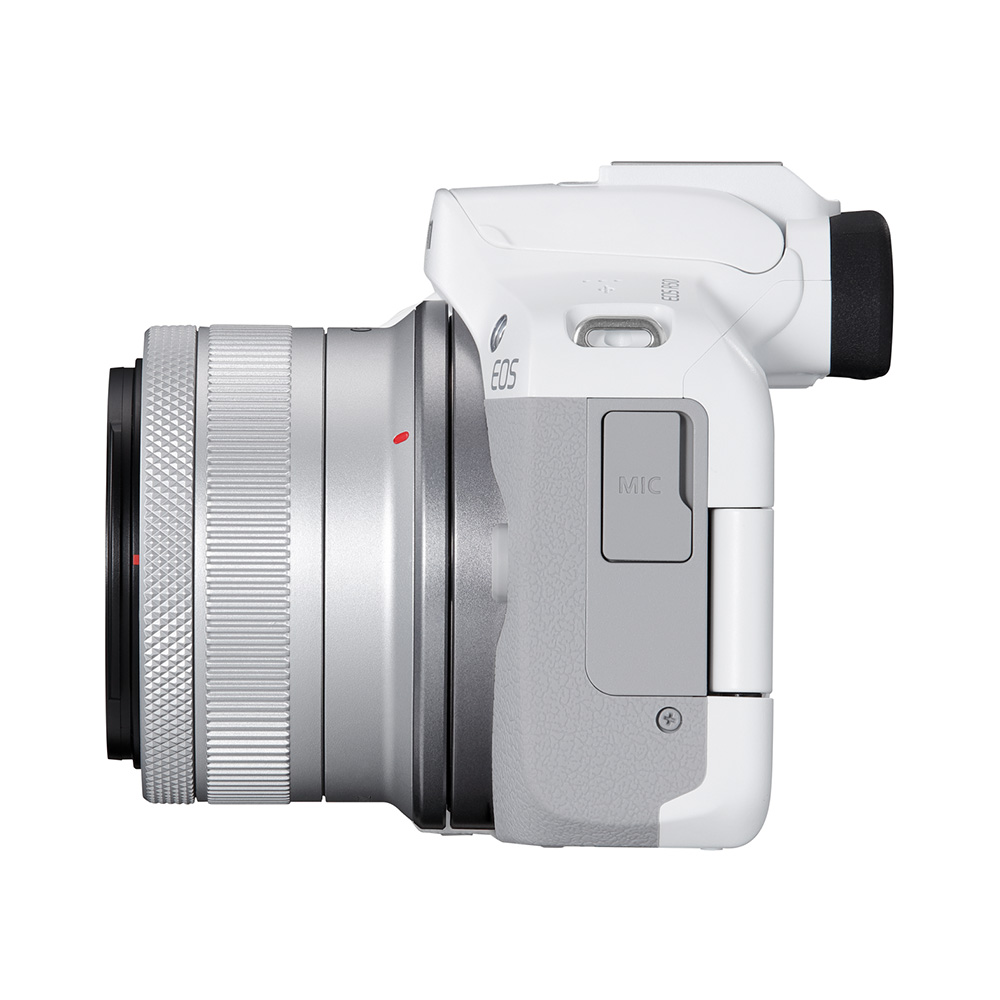 Canon EOS R50 + RF-S 18-45mm Mirrorless Camera - Side - White