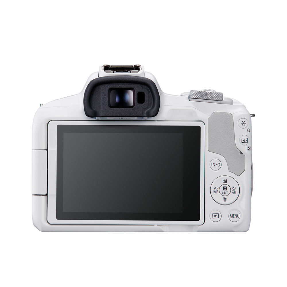 Canon EOS R50 + RF-S 18-45mm Mirrorless Camera - Back - White