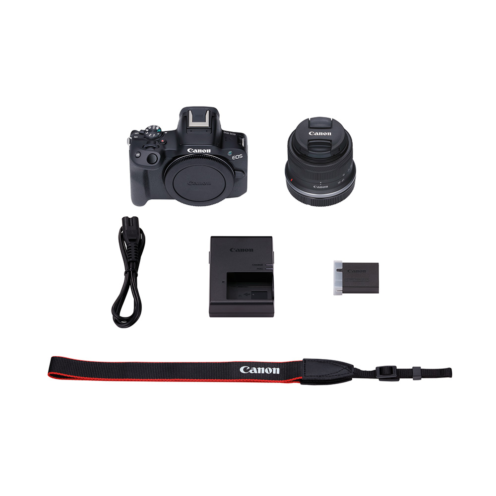 Canon EOS R50 + RF-S 18-45mm Mirrorless Camera - Box Content