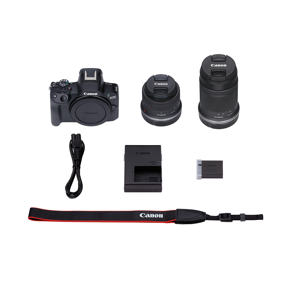 Canon EOS R50 + RF-S 18-45mm + RF-S 55-210mm - Box Content
