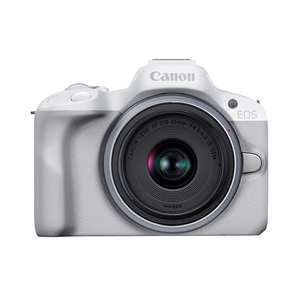 Canon EOS R50 + RF-S 18-45mm Mirrorless Camera - White