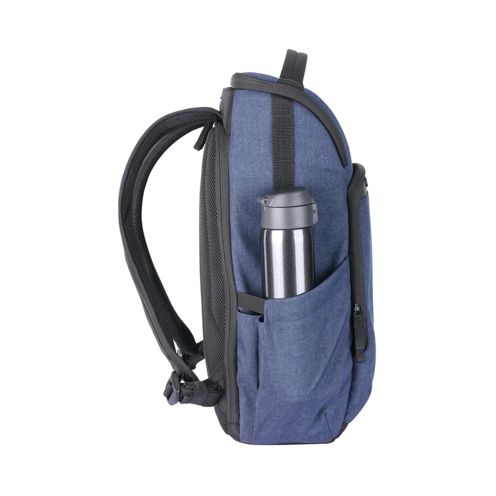 Vanguard VESTA ASPIRE 45 Navy Blue Backpack - Side with water bottle